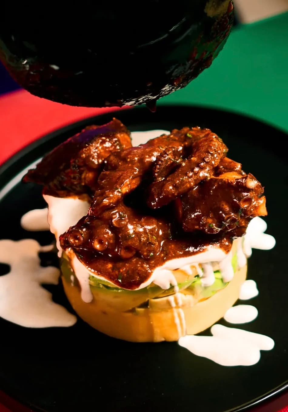 Anticuchera sauce over Bitute's octopus causa